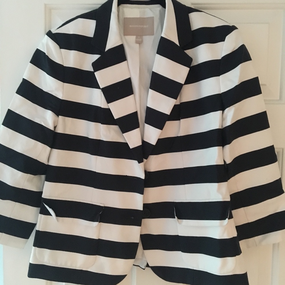 J.Crew Navy/White Striped Blazer